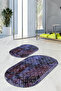 Digital Printed Non-Slip Base Washable Oval Bath Mat Set of 2 Toilet Seat Covers - 7
