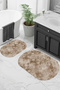 Digital Printed Non-Slip Base Washable Oval Bath Mat Set of 2 Toilet Seat Covers - 9