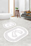 Digital Non-Slip Base Washable Footprint Pattern Oval Bathroom Mat Set of 2 Toilet Mats - 5