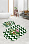 Printed Non-Slip Base Washable Flower Pattern Oval Bath Mat Set of 2 Toilet Seat Covers - 3