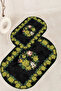 Digital Printed Non-Slip Base Washable Oval Bath Mat Set of 2 Toilet Seat Covers