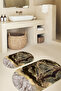 Digital Non-Slip Base Washable Marble Pattern Oval Bath Mat Set of 2 Toilet Mats - 8