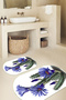 Printed Non-Slip Base Washable Cactus Pattern Oval Bath Mat Set of 2 Toilet Seat Covers - 7