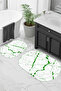 Printed Non-Slip Base Washable Marble Pattern Oval Bath Mat Set of 2 Toilet Mats - 6