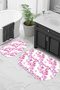 Printed Non-Slip Base Washable Flower Pattern Oval Bath Mat Set of 2 Toilet Seat Covers - 4