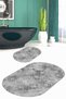 Digital Printed Non-Slip Base Washable Oval Bath Mat Set of 2 Toilet Seat Covers - 6