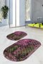 Digital Printed Non-Slip Base Washable Oval Bath Mat Set of 2 Toilet Seat Covers - 7