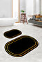 Printed Non-Slip Base Washable Framed Oval Bath Mat Set of 2 Toilet Mats - 5