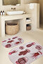 Printed Non-Slip Base Washable Cactus Pattern Oval Bath Mat Set of 2 Toilet Seat Covers - 7