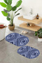 Digital Printed Non-Slip Base Washable Oval Bath Mat Set of 2 Toilet Seat Covers - 5