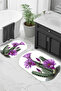 Printed Non-Slip Base Washable Cactus Pattern Oval Bath Mat Set of 2 Toilet Seat Covers - 4