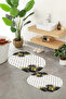 Digital Non-Slip Base Washable Flower Pattern Oval Bath Mat Set of 2 Toilet Seat Covers - 5