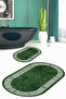 Printed Non-Slip Base Washable Framed Oval Bath Mat Set of 2 Toilet Mats - 2