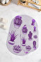 Printed Non-Slip Base Washable Cactus Pattern Oval Bath Mat Set of 2 Toilet Seat Covers - 5