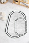 Printed Non-Slip Base Washable Framed Oval Bath Mat Set of 2 Toilet Mats - 7