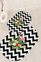 Printed Non-Slip Base Washable Flower Pattern Oval Bath Mat Set of 2 Toilet Seat Covers - 6