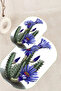Printed Non-Slip Base Washable Cactus Pattern Oval Bath Mat Set of 2 Toilet Seat Covers - 6