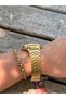 Gold Colored Digital Alarm Brand Model Waterproof Women's Watch with Steel Cord - 4