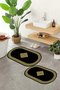 Printed Non-Slip Base Washable Framed Oval Bath Mat Set of 2 Toilet Mats - 2