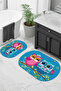 Printed Non-Slip Base Washable Owl Pattern Oval Bath Mat Set of 2 Toilet Seat Covers - 3