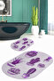 Printed Non-Slip Base Washable Cactus Pattern Oval Bath Mat Set of 2 Toilet Seat Covers
