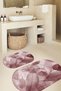 Printed Non-Slip Base Washable Flower Pattern Oval Bath Mat Set of 2 Toilet Seat Covers - 6