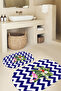Printed Non-Slip Base Washable Flower Pattern Oval Bath Mat Set of 2 Toilet Seat Covers - 7