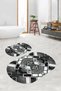 Digital Printed Non-Slip Base Washable Oval Bath Mat Set of 2 Toilet Seat Covers - 8