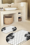 Digital Non-Slip Base Washable Flower Pattern Oval Bath Mat Set of 2 Toilet Seat Covers - 4