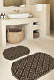 Digital Printed Non-Slip Base Washable Oval Bath Mat Set of 2 Toilet Seat Covers - 8