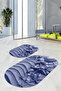 Digital Printed 3D Non-Slip Base Washable Oval Bath Mat Set of 2 Toilet Seats