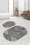 Digital Printed Non-Slip Base Washable Oval Bath Mat Set of 2 Toilet Seat Covers - 7