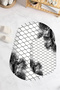 Digital Non-Slip Base Washable Flower Pattern Oval Bath Mat Set of 2 Toilet Seat Covers - 2