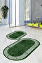 Printed Non-Slip Base Washable Framed Oval Bath Mat Set of 2 Toilet Mats - 3