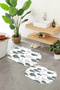 Printed Non-Slip Base Washable Fish Pattern Oval Bath Mat Set of 2 Toilet Seat Covers - 8