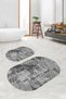 Digital Printed Non-Slip Base Washable Oval Bath Mat Set of 2 Toilet Seat Covers - 8