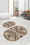 Digital Printed Non-Slip Base Washable Oval Bath Mat Set of 2 Toilet Seat Covers - 8