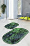 Digital Printed Non-Slip Base Washable Oval Bath Mat Set of 2 Toilet Seat Covers - 7