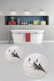 Printed Washable Flower Pattern Round Bath Mat Set of 2 Toilet Seat Covers - 9