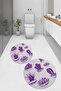 Printed Washable Cactus Pattern Round Bath Mat Set of 2 Toilet Seat Covers - 7