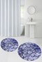 Printed Non-Slip Base Washable Round Bath Mat Set of 2 Toilet Seat Covers - 9