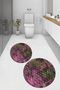 Digital Printed Base Washable Round Bath Mat Set of 2 Toilet Seat Covers - 5