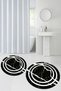 Non-Slip Base Washable Marble Pattern Round Bathroom Mat Set of 2 Toilet Mats - 8