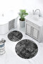Digital Printed Base Washable Round Bath Mat Set of 2 Toilet Seat Covers - 6