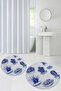 Printed Washable Cactus Pattern Round Bath Mat Set of 2 Toilet Seat Covers - 5