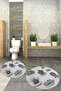 Printed Washable Cactus Pattern Round Bath Mat Set of 2 Toilet Seat Covers - 6