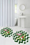Printed Washable Flower Pattern Round Bath Mat Set of 2 Toilet Seat Covers - 6