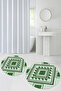 Printed Non-Slip Base Washable Round Bath Mat Set of 2 Toilet Seat Covers - 7