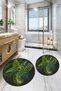 Digital Non-Slip Base Washable Floral Round Bathroom Mat Set of 2 Toilet Seat Covers - 3