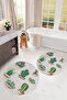 Printed Washable Cactus Pattern Round Bath Mat Set of 2 Toilet Seat Covers - 2